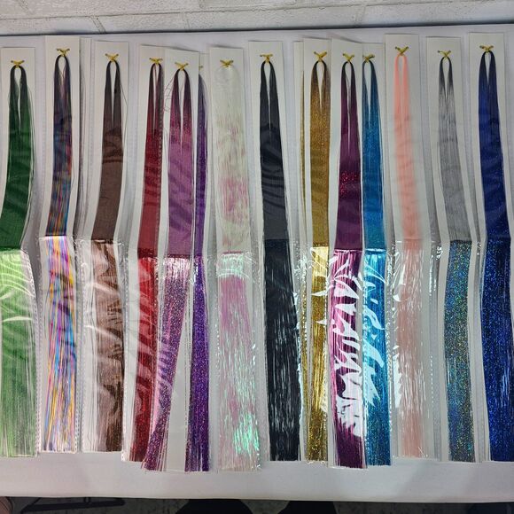 Hair Tinsel Extension Kit Multicolor Glitter Strands Tool Clips Beads Lot main image 11